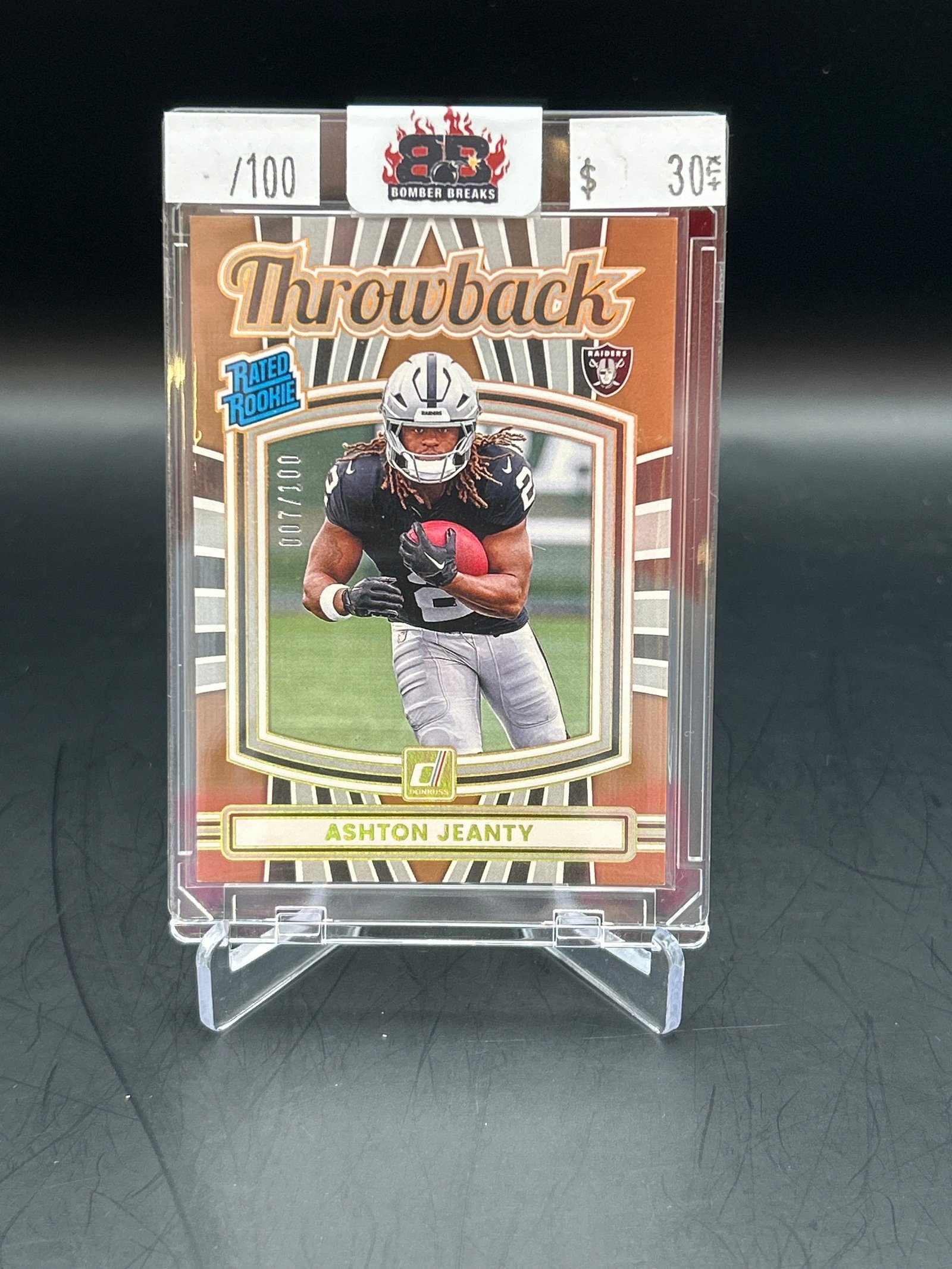 03E9C76B-FDCA-413D-9E27-3FA91FE27BFC Ashton Jeanty 2025 Panini Donruss Throwback Rated Rookie /100 #6 - Image 1