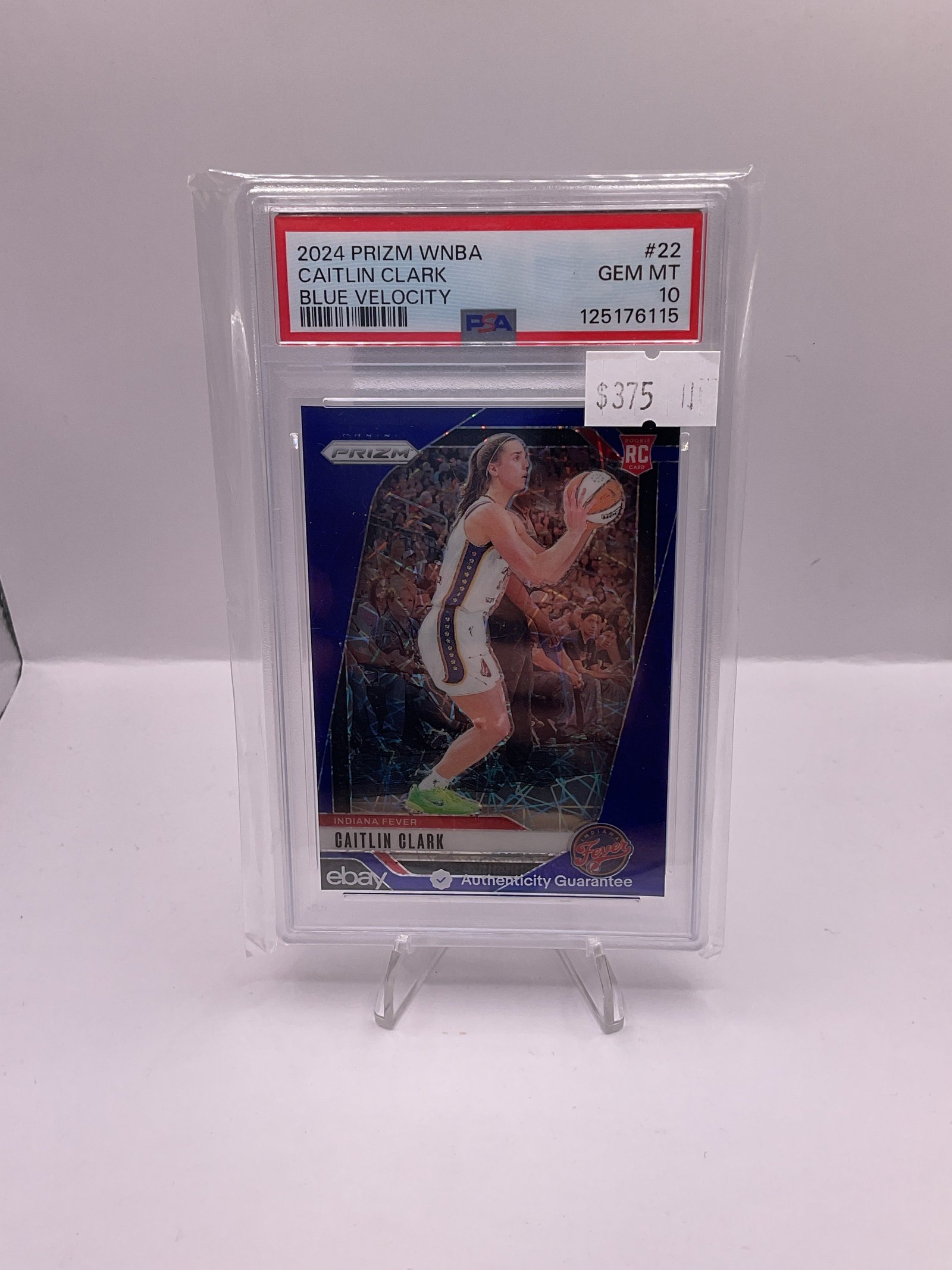 0457A7CA-660E-44FA-A7A5-C2EB7D395B09 2024 PANINI PRIZM WNBA BLUE VELOCITY #22 CAITLIN CLARK PSA 10 - Image 1