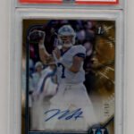Will Levis 2021 Bowman University Chrome Prospects Gold Lava Refractor Auto 18/50 PSA 9 Mint