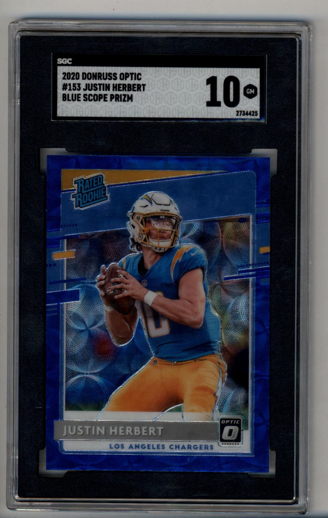 05-30014 Justin Herbert 2020 Optic Blue Scope #153 SGC 10 Gem Mint - Image 1