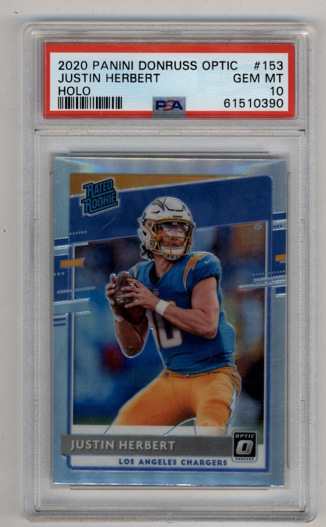05-30015 Justin Herbert 2020 Optic Holo #153 PSA 10 Gem Mint 0390 - Image 1