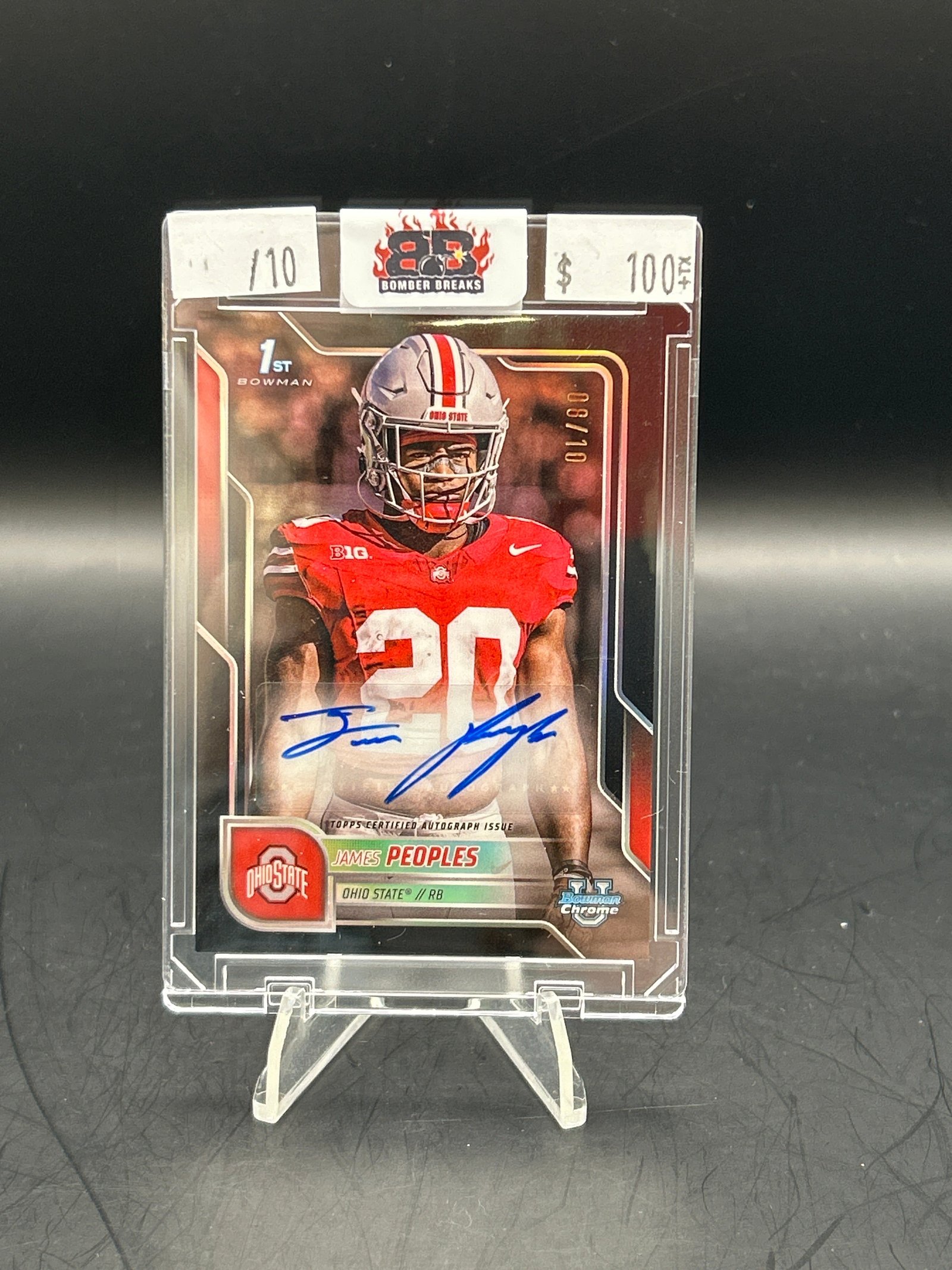 0928D15D-3705-4AD4-AC97-6586C11FF7DD James Peoples 2025 Bowman Chrome U Auto Black /10 #BCA-JP - Image 1