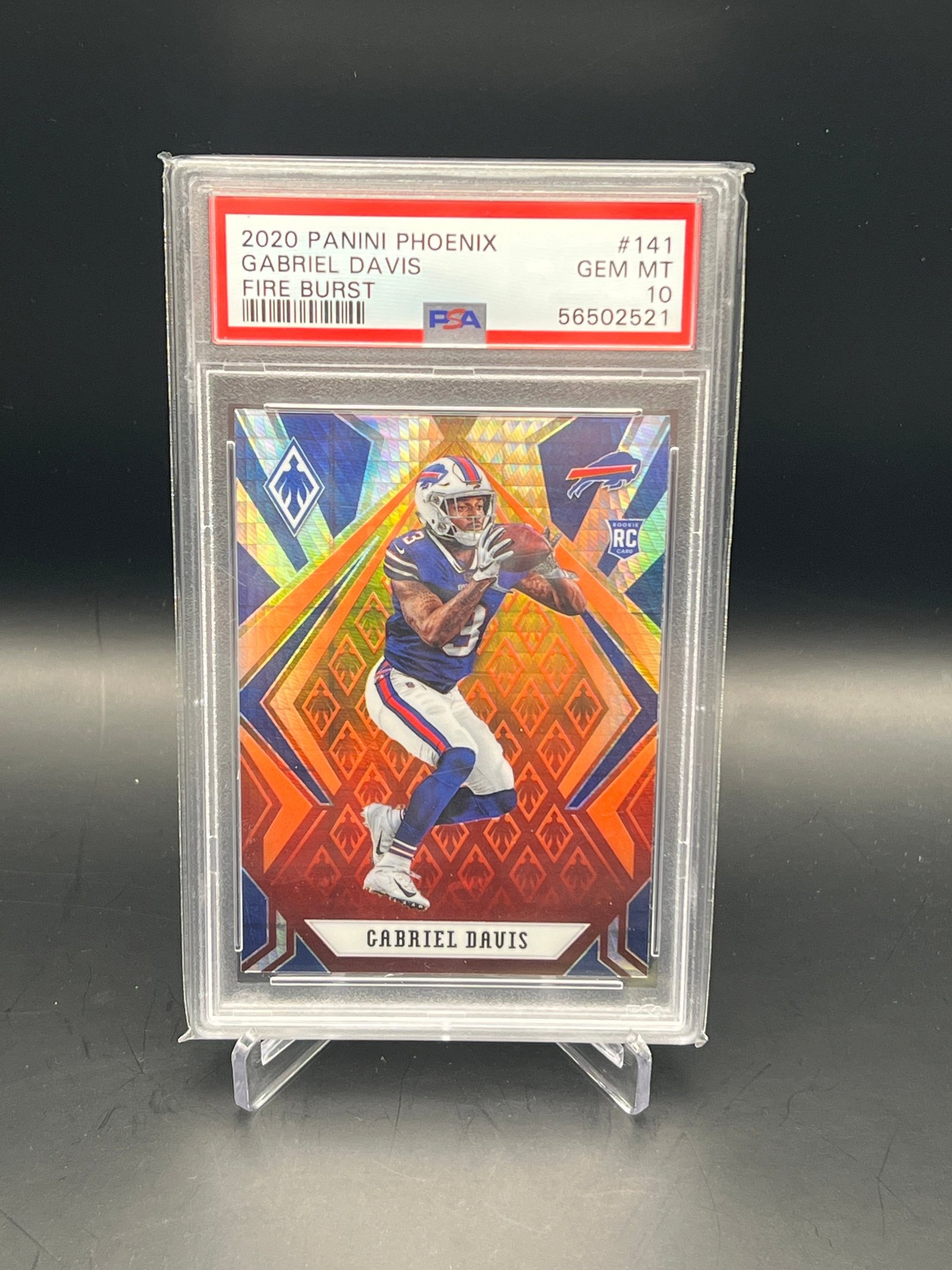 0B57D4AD-9083-47EB-A2F5-05D50D1A5375 Gabriel Davis 2020 Panini Phoenix #141 Fire Burst PSA 10 - Image 1