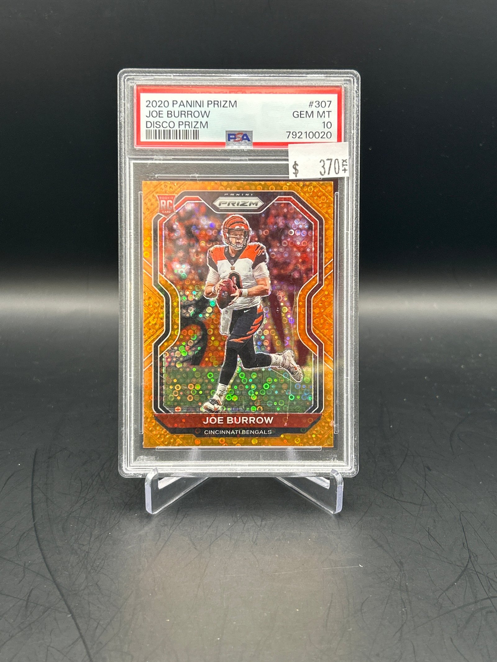 0ED1AB96-E933-4EAB-809E-1FDFECF4BECC Joe Burrow 2020 Panini Prizm Disco Prizm #307 Rookie PSA 10 - Image 1