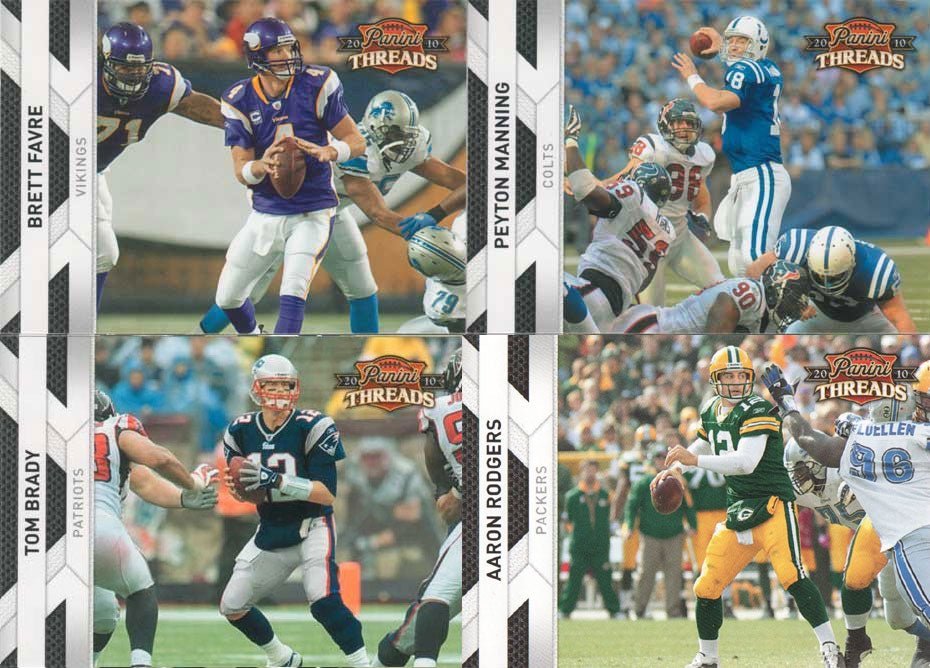 10threads_d74c8330-f3f4-4556-b168-5278b191a39c 2010 Panini Threads Football Series 150 Card Basic Set with Brett Favre, Peyton Manning, Tom Brady and Aaron Rodgers Plus - Image 1