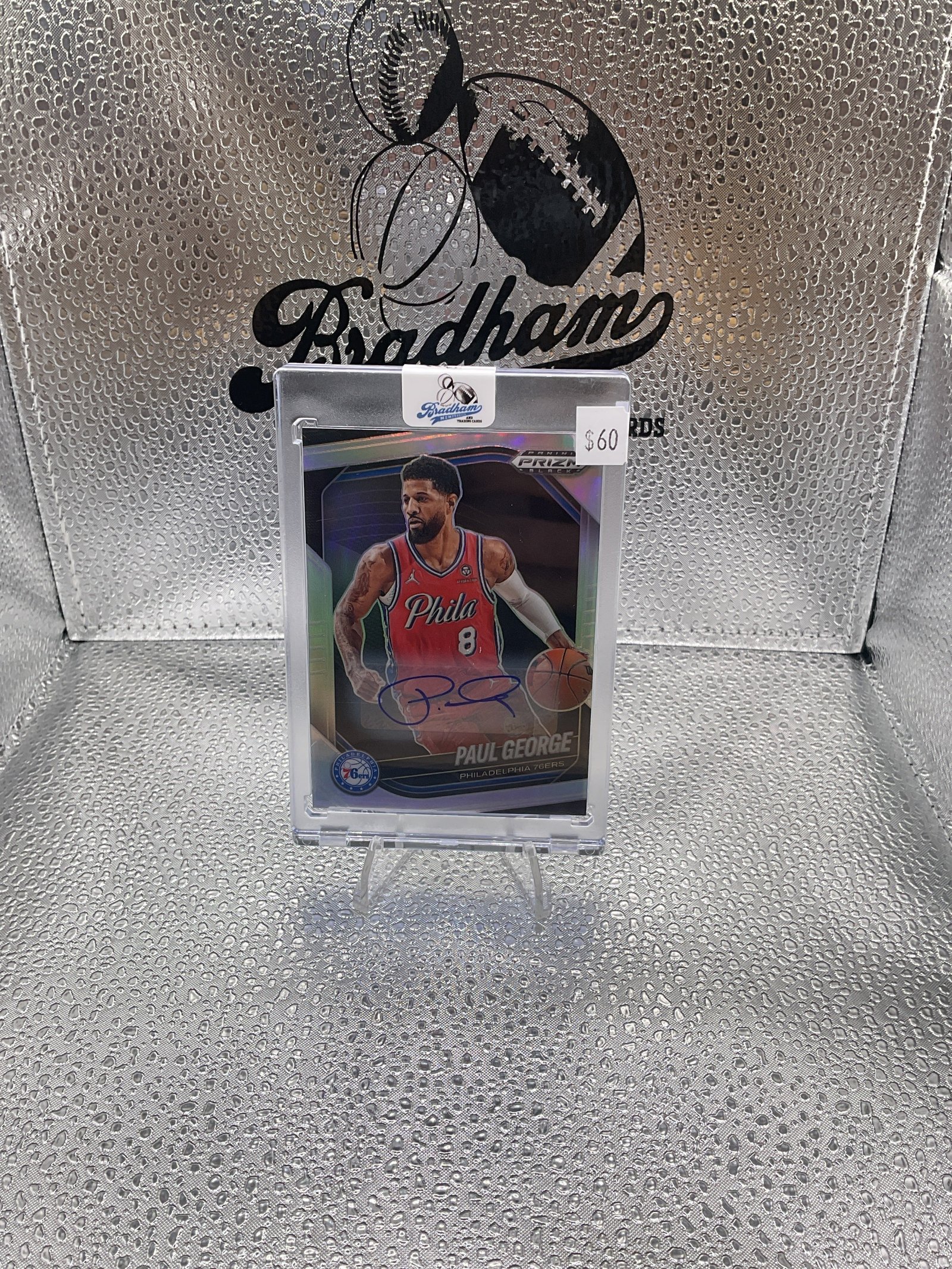 110274A3-47CB-4B7A-B5F4-659733CC36B2 2024-25 Prizm Black Paul George Auto Silver Prizm #110 76ers - Image 1