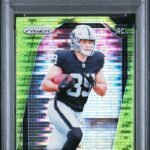 Brock Bowers Raiders 2024 Panini Prizm Neon Green Pulsar Rookie Card #315 PSA 10