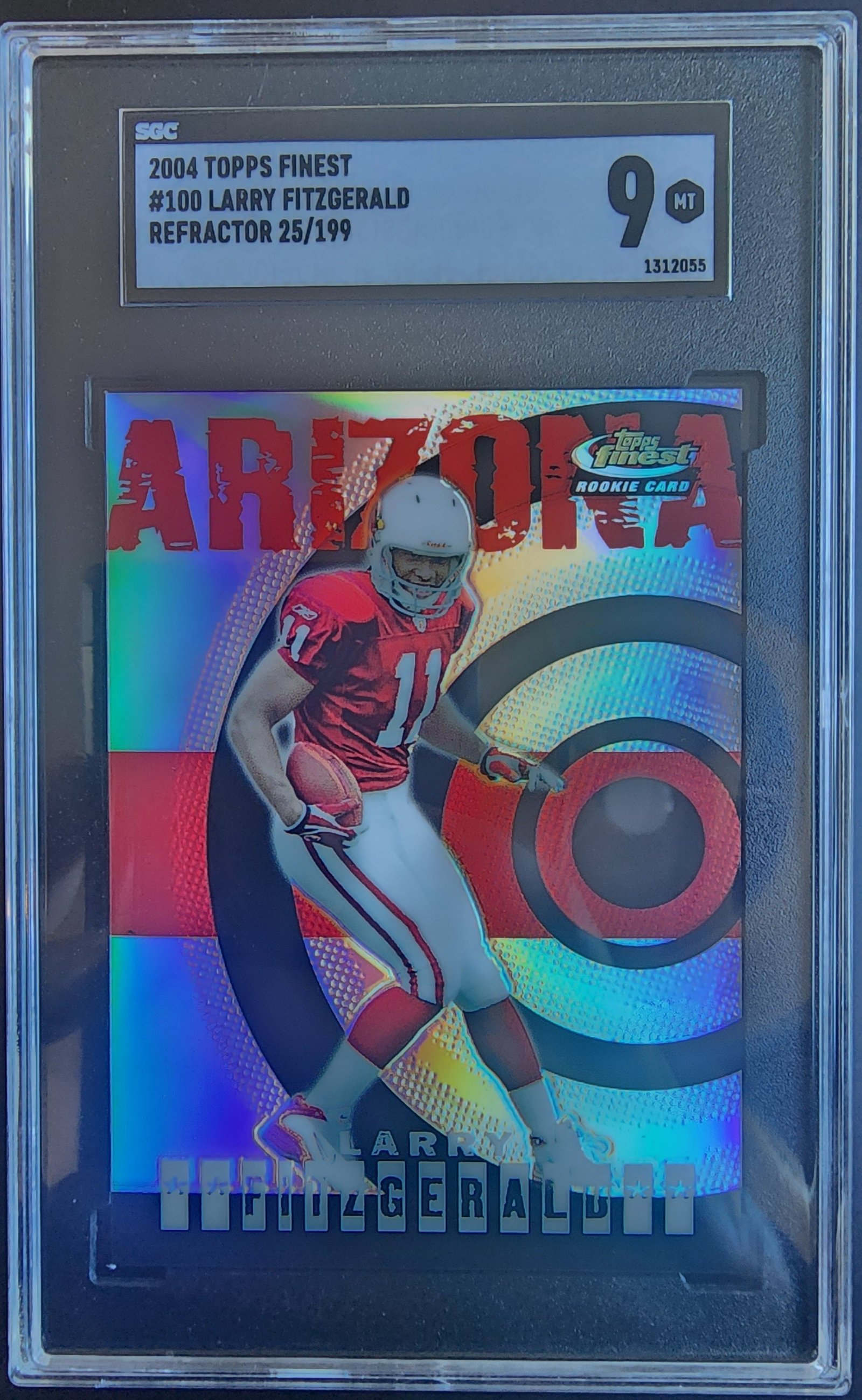 1312055front Larry Fitzgerald 2004 Topps Finest Refractor #25/199 SGC 9 Mint - Image 1