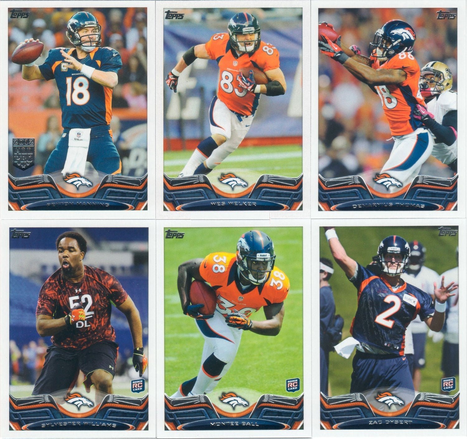 13tbroncos Denver Broncos 2013 Topps Complete Team Set with Peyton Manning and Von Miller Plus - Image 1