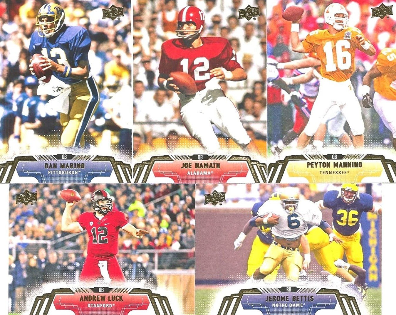 14UDFB150 2014 Upper Deck Football Series Complete Full 150 Card Set with Rookies, Stars and Hall of Famers in College Uniforms - Image 1