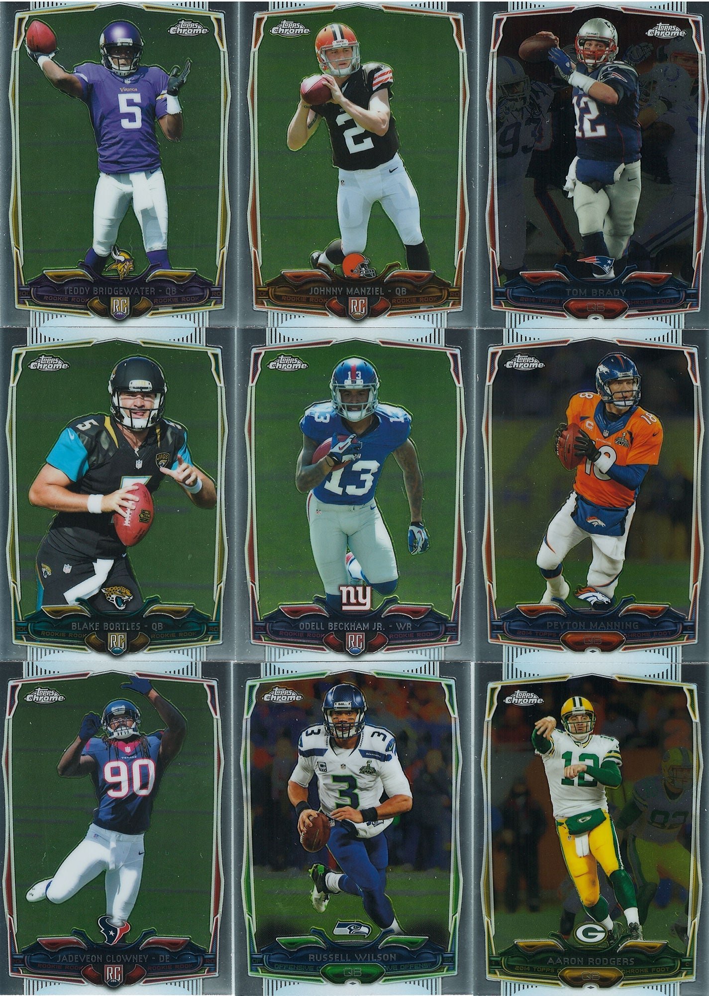 14chromeE 2014 Topps Chrome Football Series Complete Mint Set Loaded with Rookies and Stars--Manziel, Beckham, Bridgewater, Brady, Manning plus - Image 1