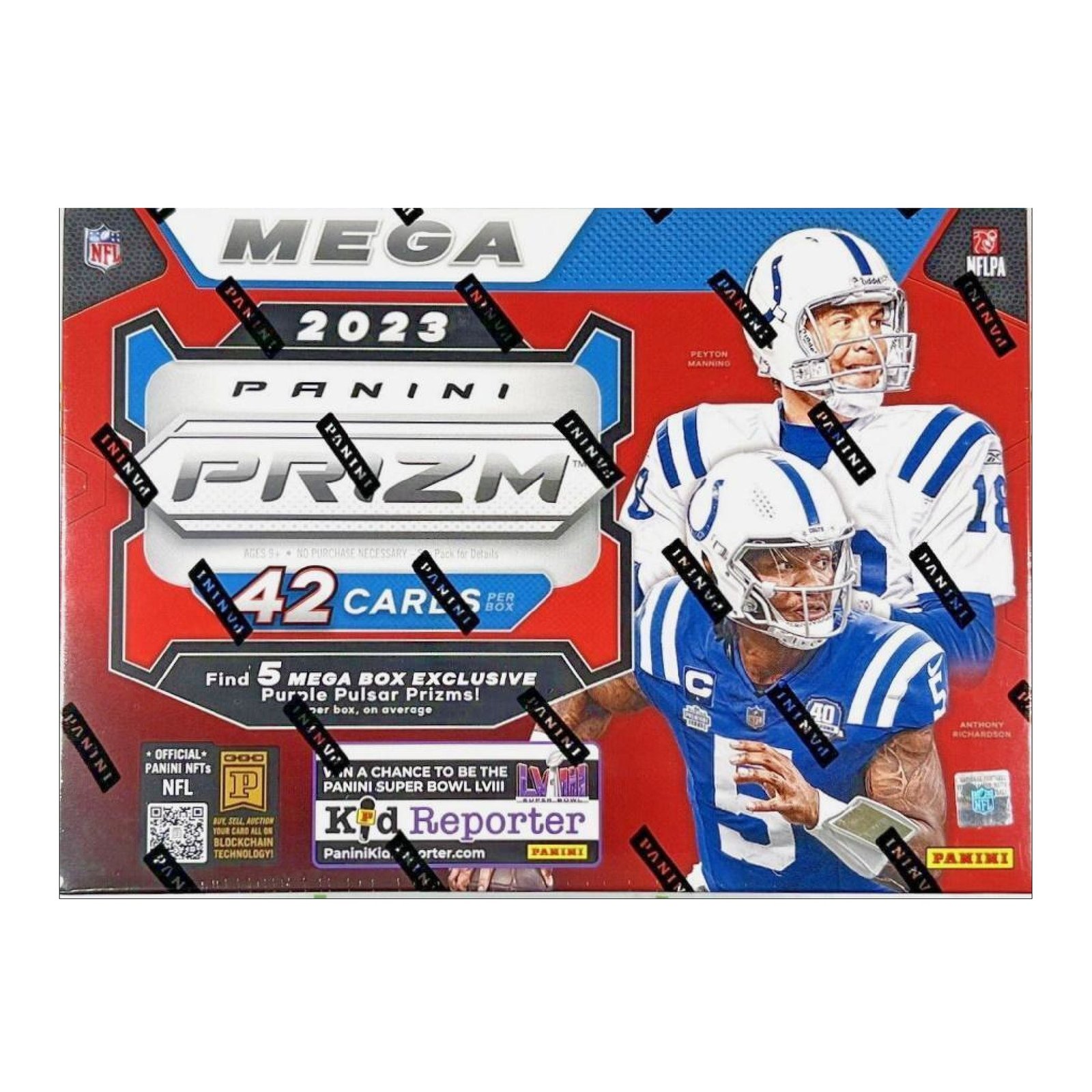 15191_6d7db2ec-464a-41b1-89b1-4133292c4067 2023 Panini Prizm Football Mega Box (Purple Pulsar Prizms) - Image 1