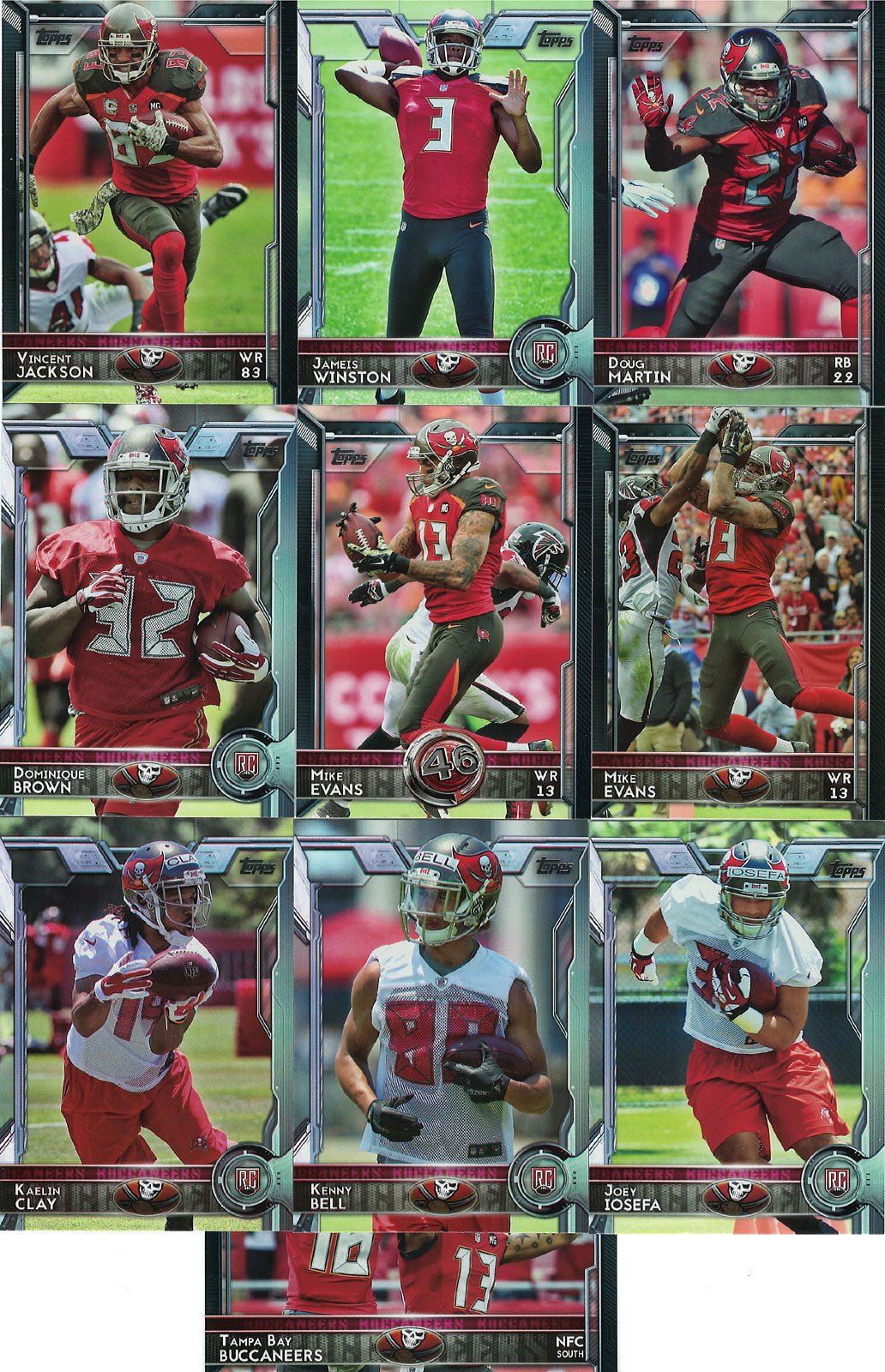 15t_12ce5251-5f8e-47ee-ae02-38d98f91c6d1 Tampa Bay Buccaneers 2015 Topps Team Set with Jameis Winston Rookie Card #500 Plus - Image 1