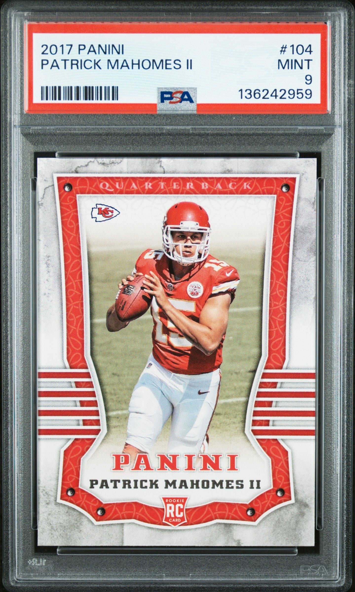 1bv-p1X2bEyko7Kl5taoFQ Patrick Mahomes 2017 Panini Rookie #104 PSA 9 Mint 2959 - Image 1