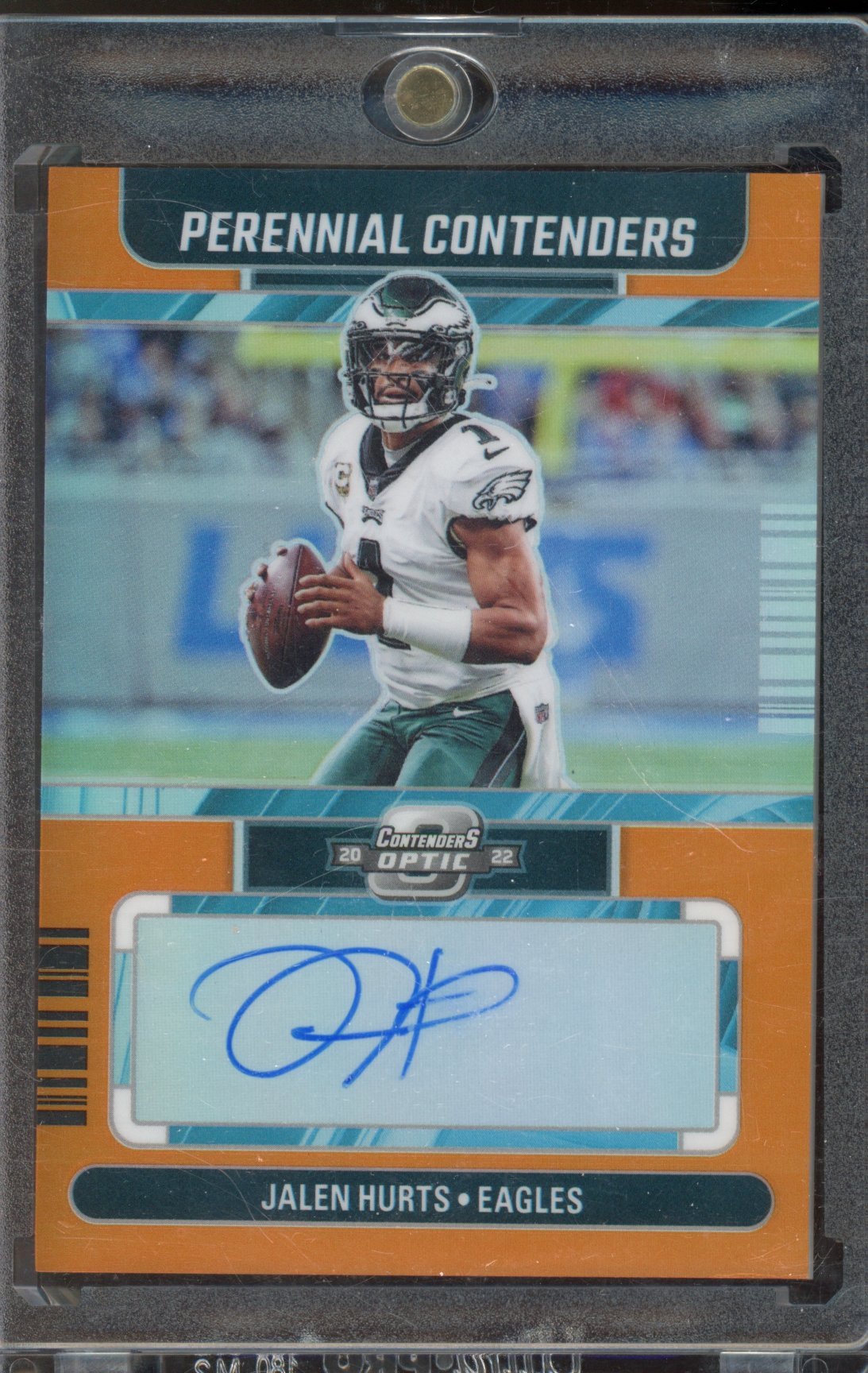 1dbd6904-bff6-41a1-b24f-59f9ddef8d42 2022 Contenders Optic Jalen Hurts Perennial Contenders Auto Orange 08/25 - Image 1