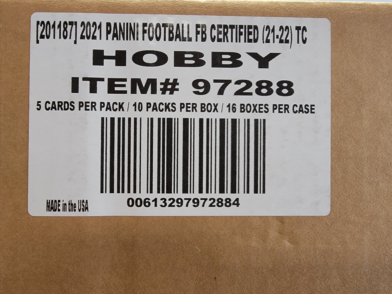 20210823_123414 2021 Panini Certified Hobby Football, 16 Box Case - Image 1