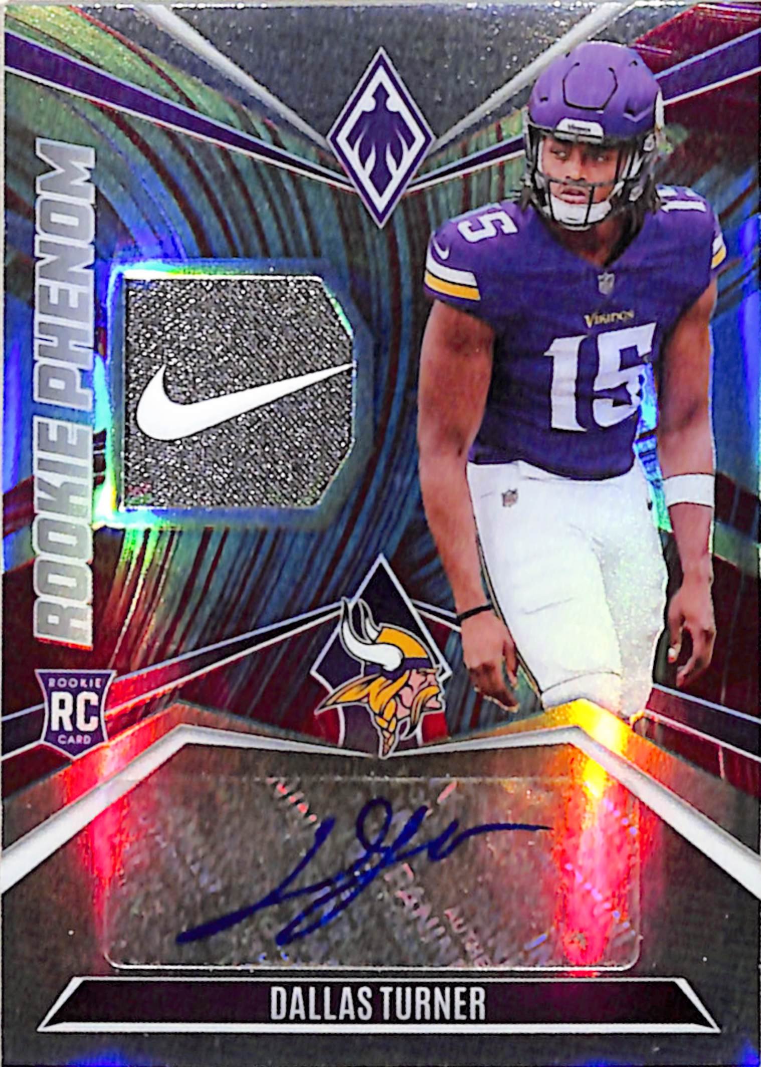 20250814_038 Dallas Turner 2024 Panini Phoenix Rookie Phenom Nike Swoosh Auto #3/6 - Image 1