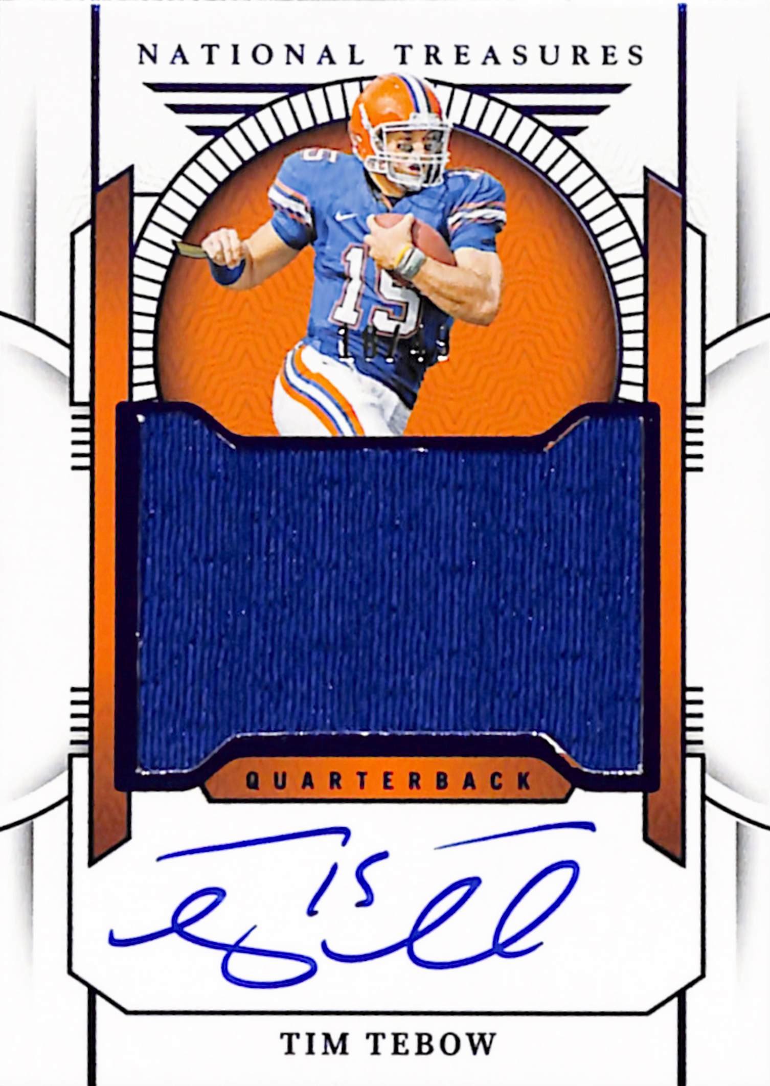 20251020_013 Tim Tebow 2024 Panini National Treasures Collegiate Jersey Auto #18/49 - Image 1