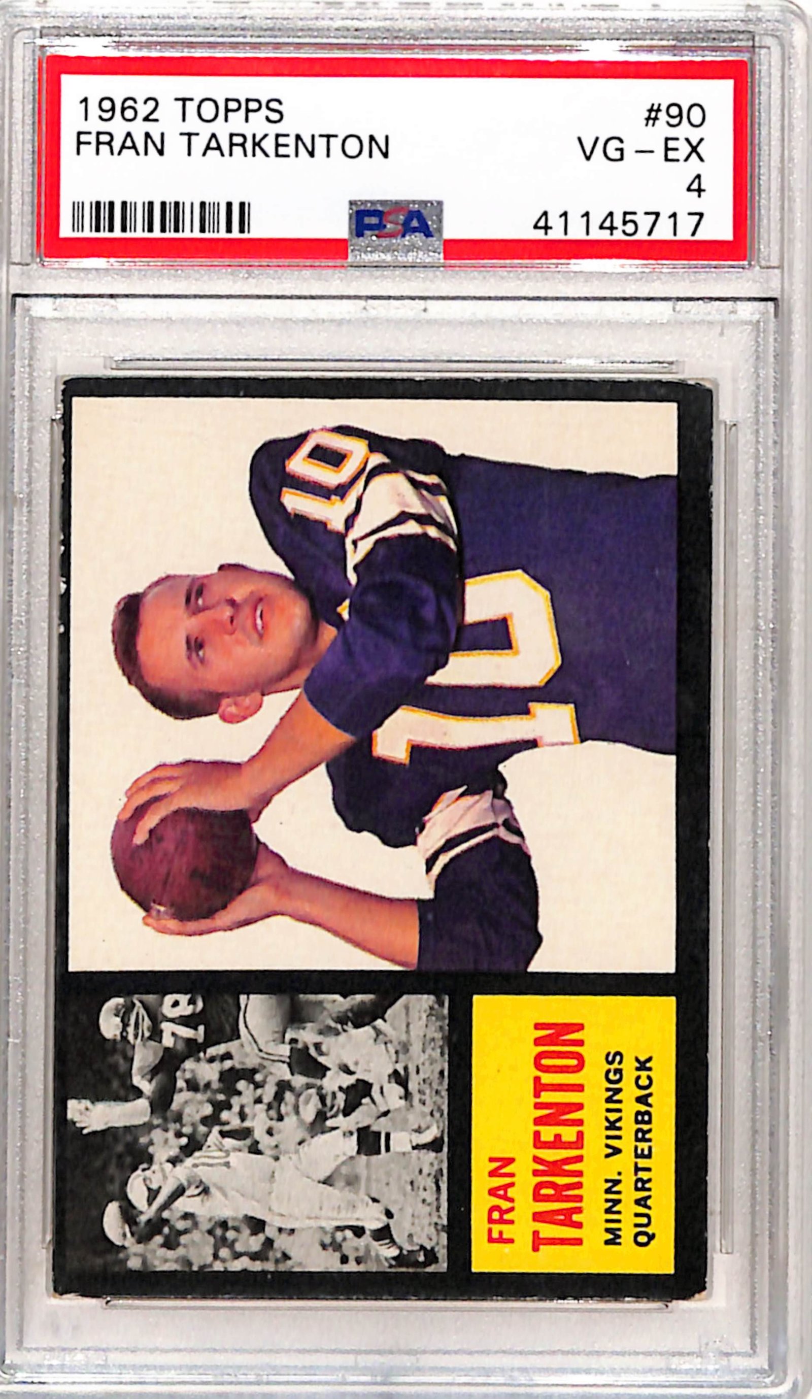 20251022_021 Fran Tarkenton 1962 Topps Rookie #90 PSA 4 VG-EX - Image 1