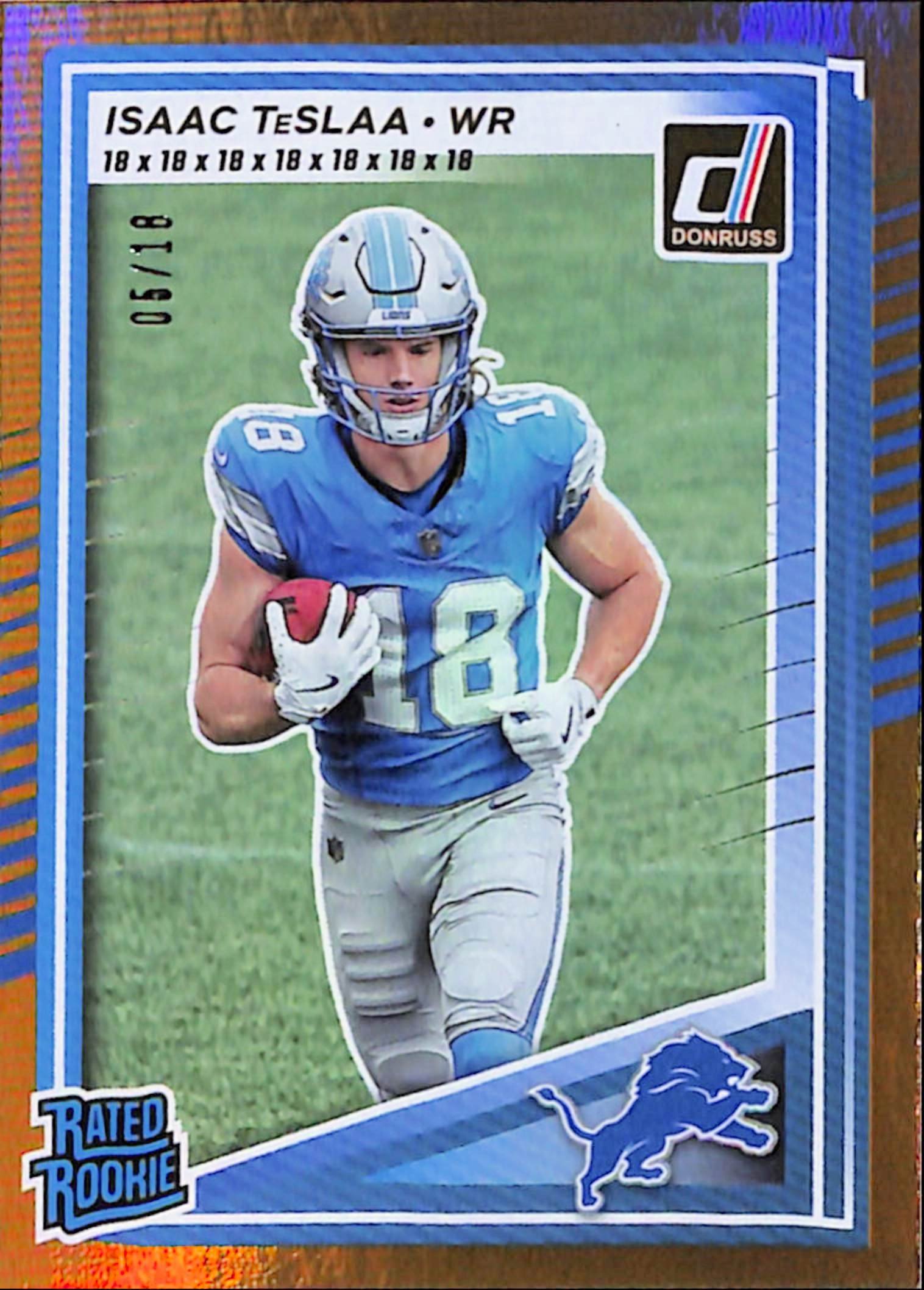 20251110_015_5e6a7982-2ece-4f6f-a10c-4bf43ab3e9c8 Isaac Teslaa 2025 Donruss #338 Gold Jersey Number Rookie #5/18 - Image 1
