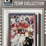New England Patriots 2025 Donruss Factory Sealed Team Set Featuring Drake Maye and Stefon Diggs with Rated Rookie Cards of Kyle Williams, TreVeyon Henderson and Will Campbell Plus