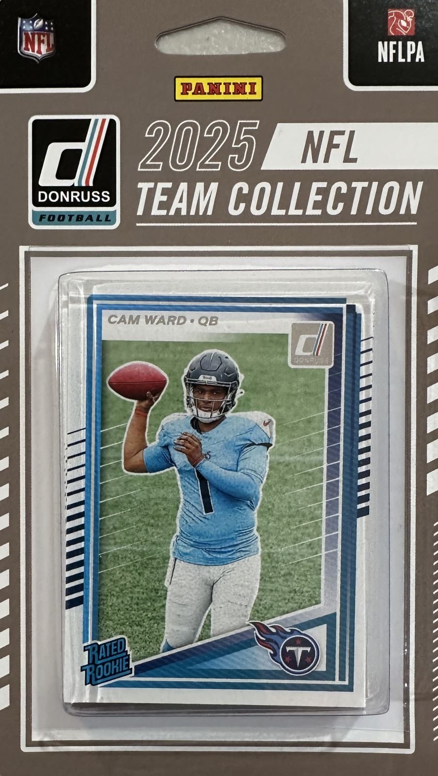2025_0422a825-077a-4fa2-9998-4900e0f52074 Tennessee Titans 2025 Donruss Factory Sealed Team Set Featuring Rated Rookie Cards of Cam Ward, Elic Ayomanor, Gunnar Helm, Kalel Mullings, Oluwafemi Oladejo and Chimere Dike - Image 1