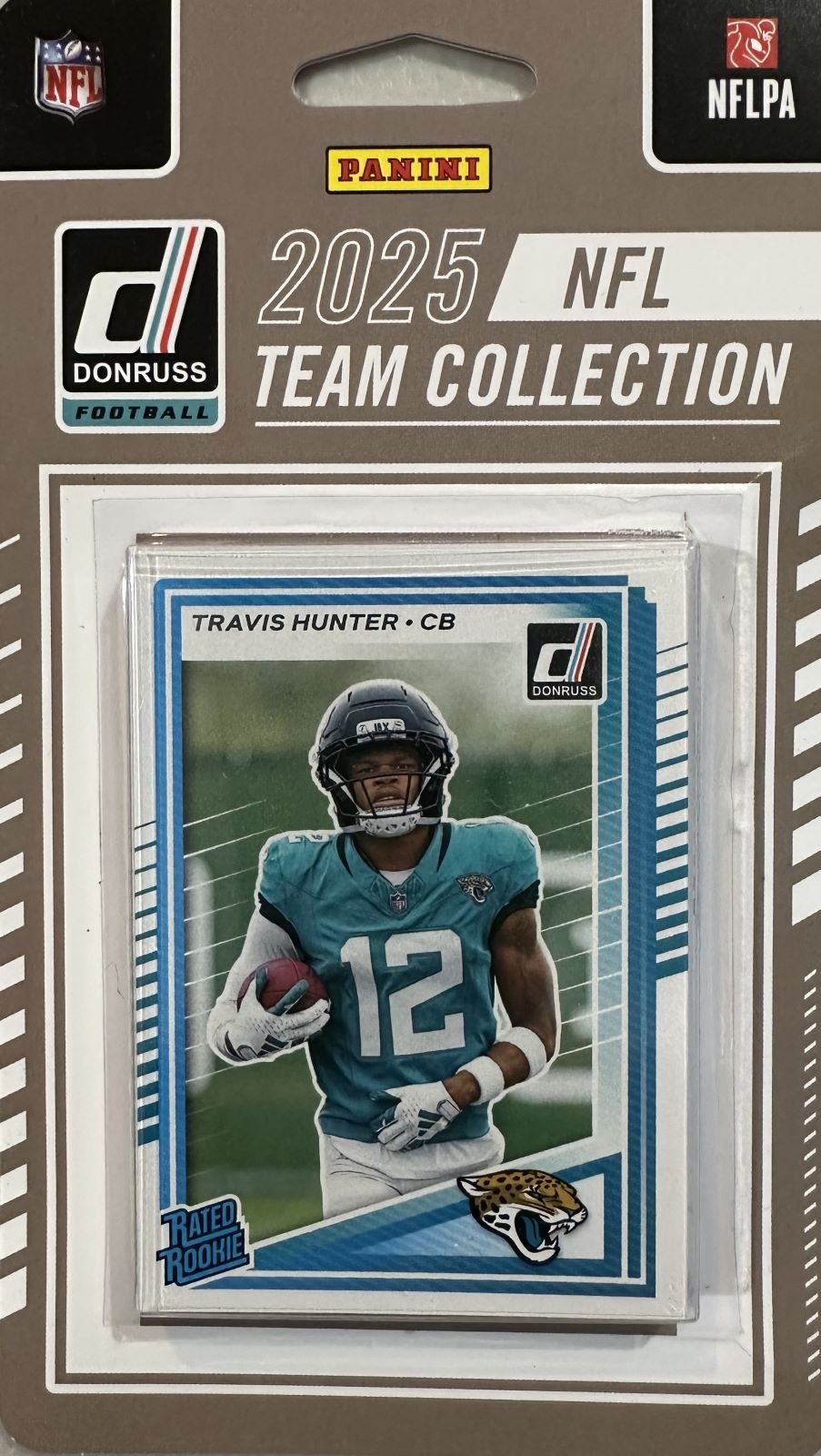 2025_20f38b73-c0df-4a5c-a54b-9f92b254eba3 Jacksonville Jaguars 2025 Donruss Factory Sealed 11 Card Team Set Featuring Travis Hunter Rated Rookie Card with Trevor Lawrence and Travis Etienne Plus - Image 1