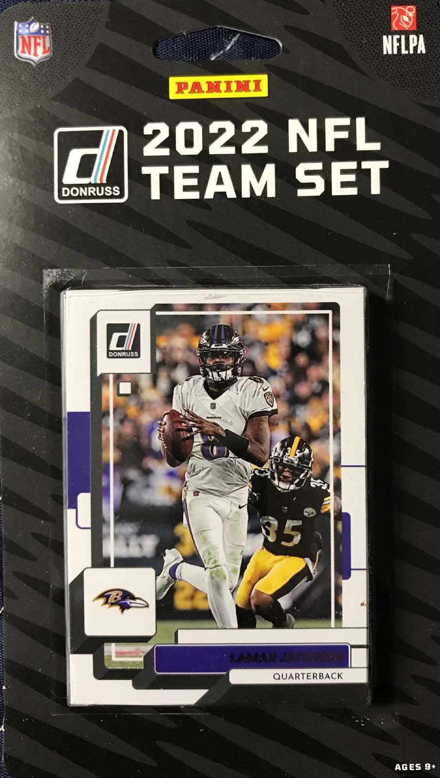 22Ravens Baltimore Ravens 2022 Donruss Factory Sealed Team Set Featuring Lamar Jackson with a Rated Rookie Card of Kyle Hamilton plus 4 others - Image 1