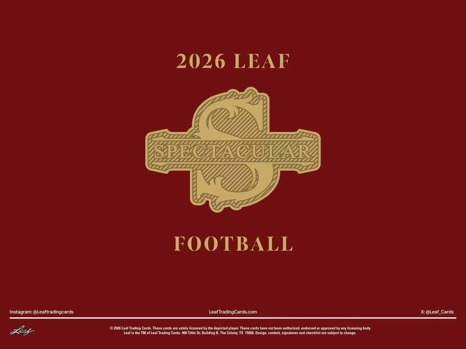 26-leaf-spectacularfb-ss-1_8b0a0b97-5b90-4055-a3e9-71f9776a20ec 2026 Leaf Spectacular Football Hobby, Box *RELEASES 6/10* - Image 1