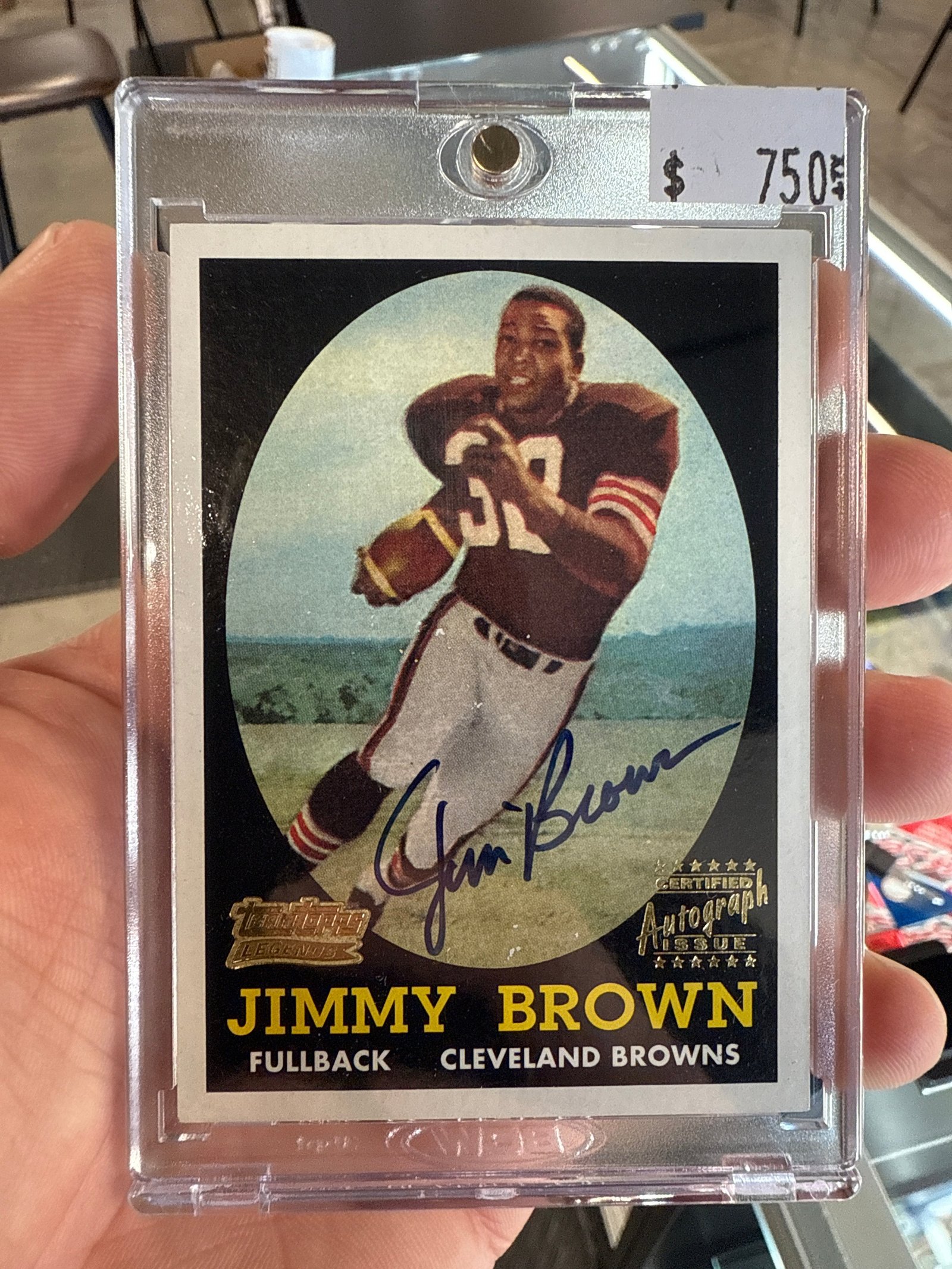288A6A00-C60A-4DF1-9E15-451EF742655F Jim Jimmy Brown 2001 Team Topps Legends Rookie Autograph SP 1958 RC Auto HOF - Image 1