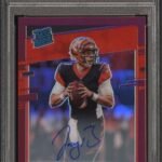Joe Burrow 2020 Donruss Optic Rookie #151 Red Auto #17/50 PSA 9 Mint