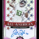 Justin Herbert 2020 #AA-JH2 Leaf Valiant All-American Autographs Pink #/15