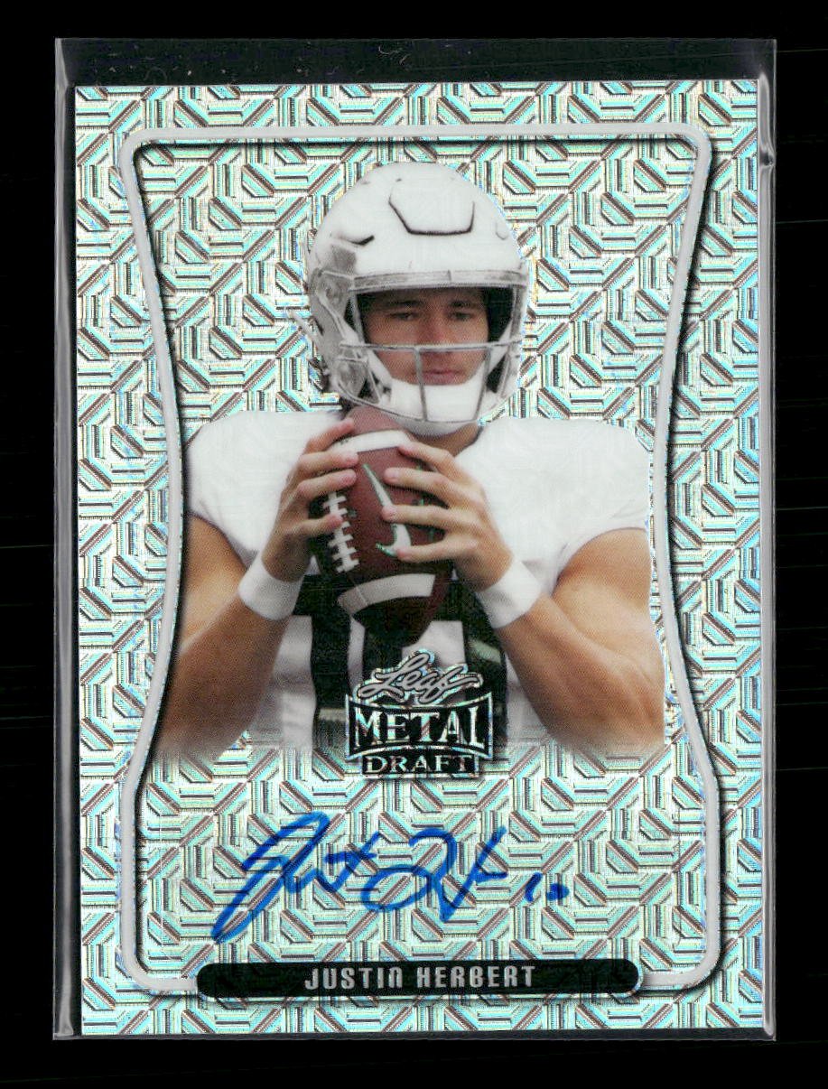 35876330-front Justin Herbert 2020 #BAP-JH2 Leaf Metal Draft Auto Silver #/40 - Image 1