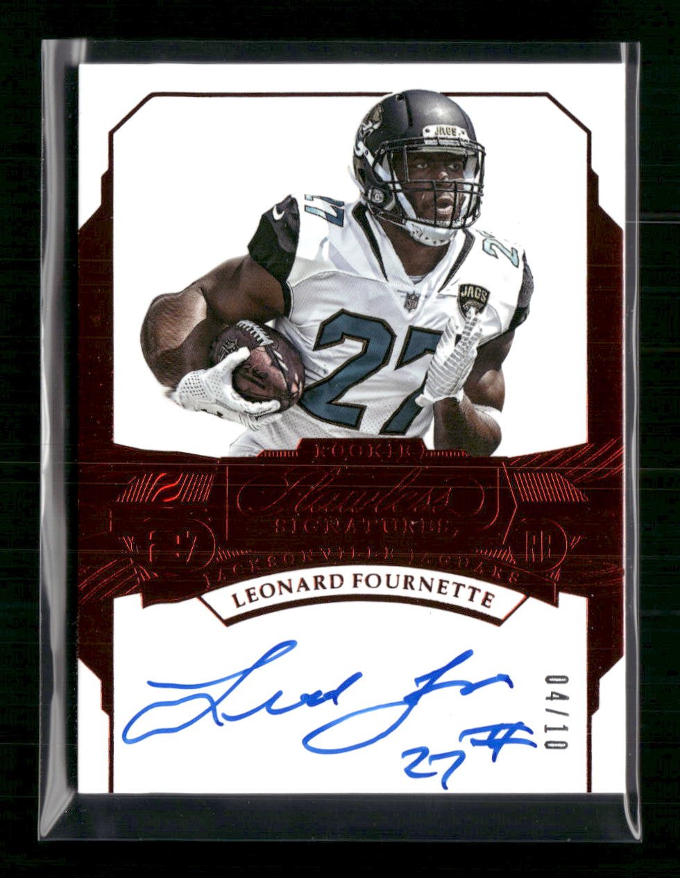 39504447-back 2017 Panini Flawless Rookie Signatures Ruby Leonard Fournette #/10 #RS-LF - Image 1