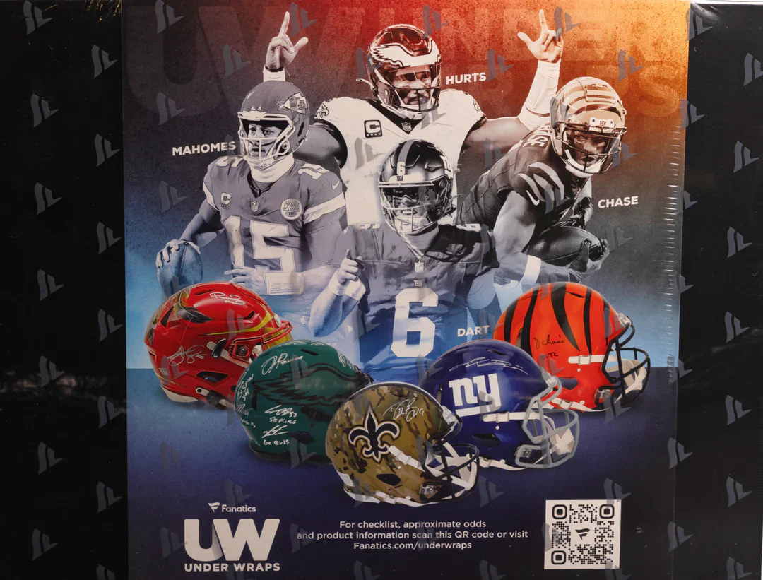 3_9a9f6457-115d-4d7a-a00a-4a854f8bcf76 2025 Fanatics Under Wraps NFL Full Size Helmet Volume 2 Brker Exclusive, Box - Image 1