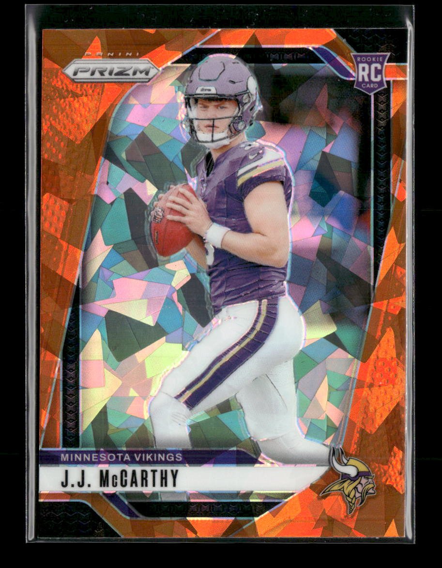 41249041-front 2024 Panini Prizm Orange Ice J.J. McCarthy Rookie #400 - Image 1