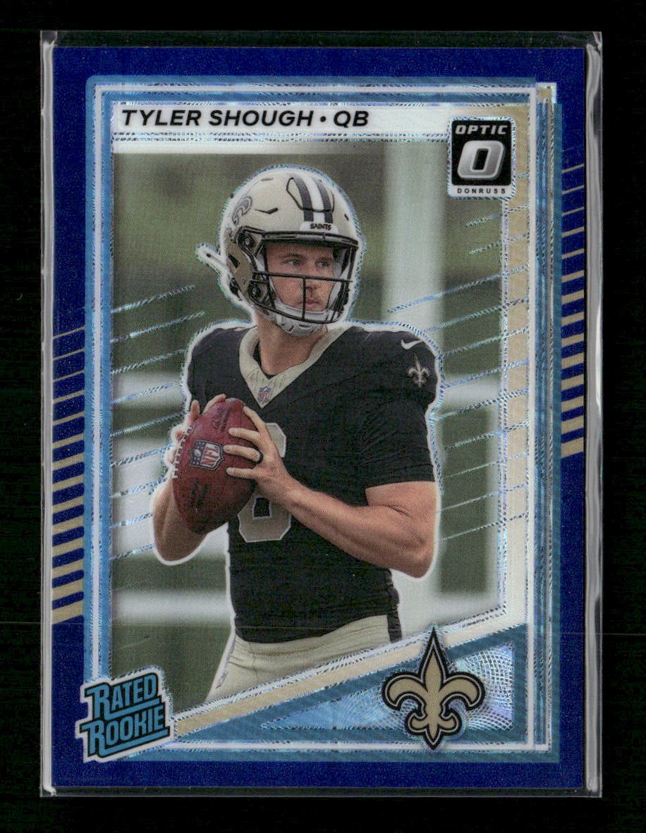 42037204-front 2025 Donruss Optic Rated Rookies Preview Blue Scope Tyler Shough #304 - Image 1