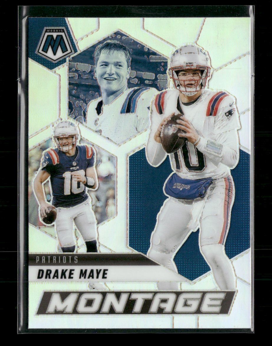 45324398-front 2025 Panini Mosaic Montage Silver Drake Maye #1 - Image 1