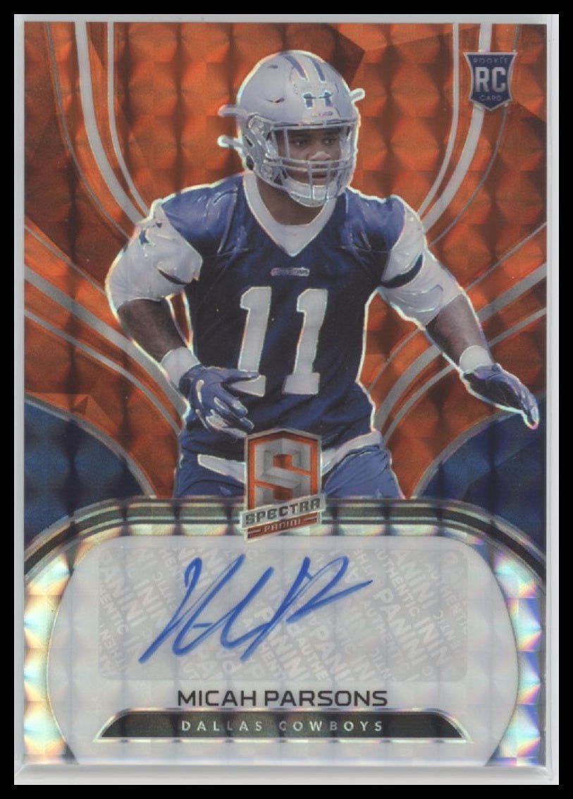 45342766-front 2021 Panini Spectra Neon Orange Micah Parsons Rookie #/10 Auto #269 - Image 1