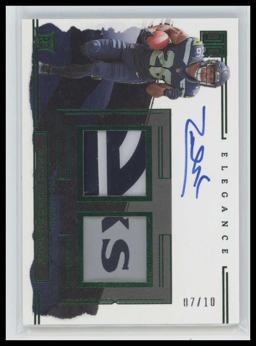 47865119-front 2023 Panini Elegance Rookie Helmet and Team Logo Auto Zach Charbonnet #/10 #41 - Image 1