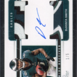 2021 Panini One Devonta Smith Duel Patch Platinum Auto /5 RC