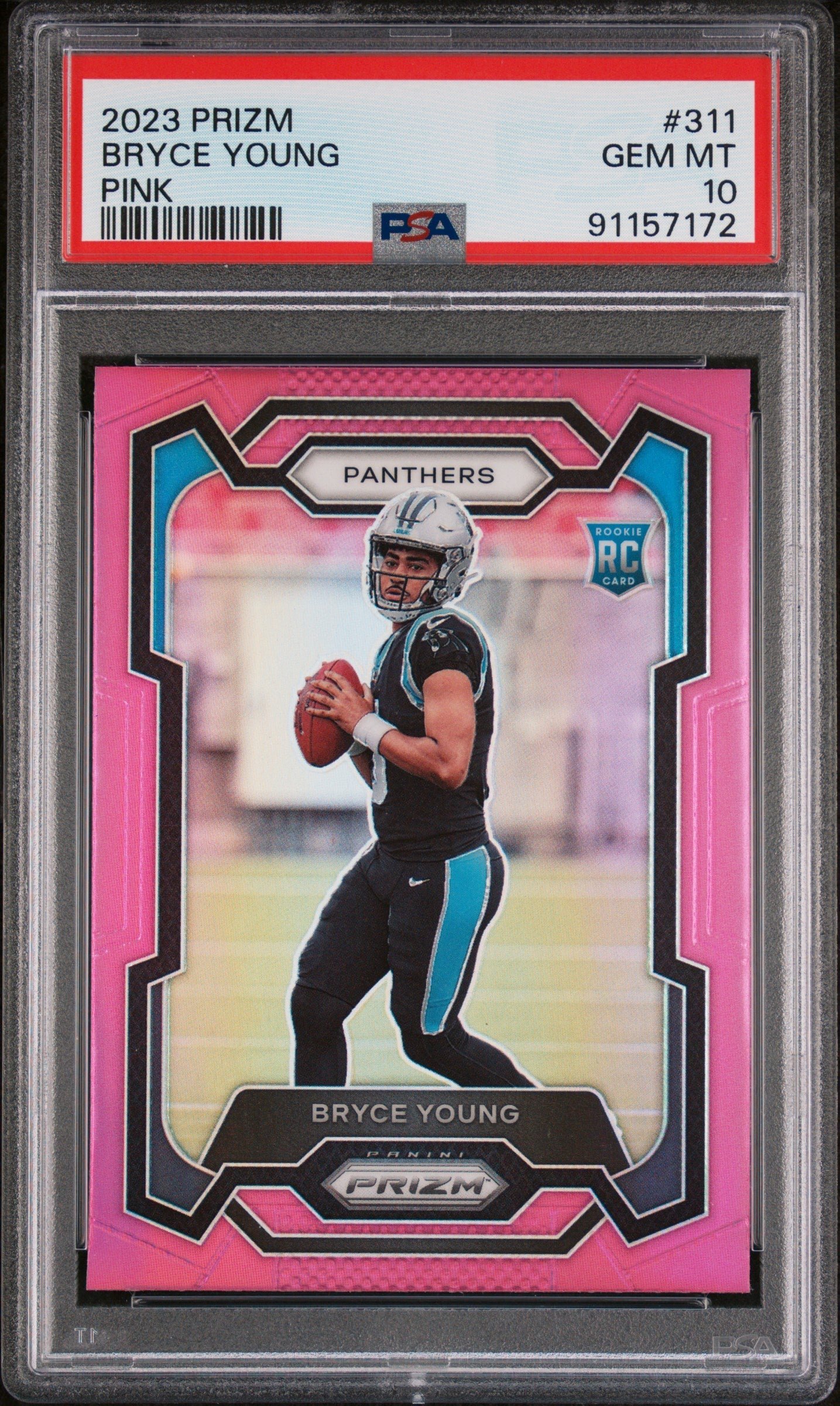 50159879-front 2023 Panini Prizm Pink Prizm Bryce Young 10 PSA #311 - Image 1