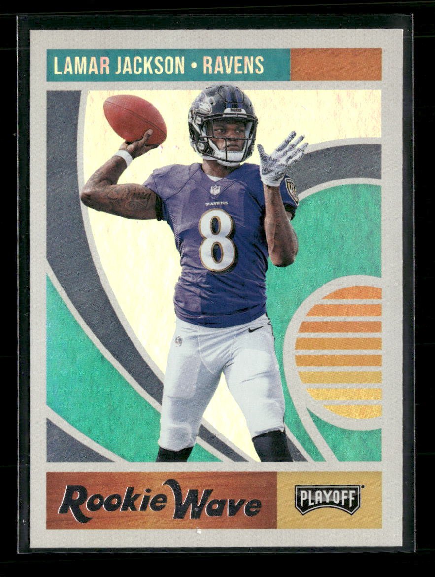 50605950-front 2018 Panini Playoff Rookie Wave Lamar Jackson #7 - Image 1