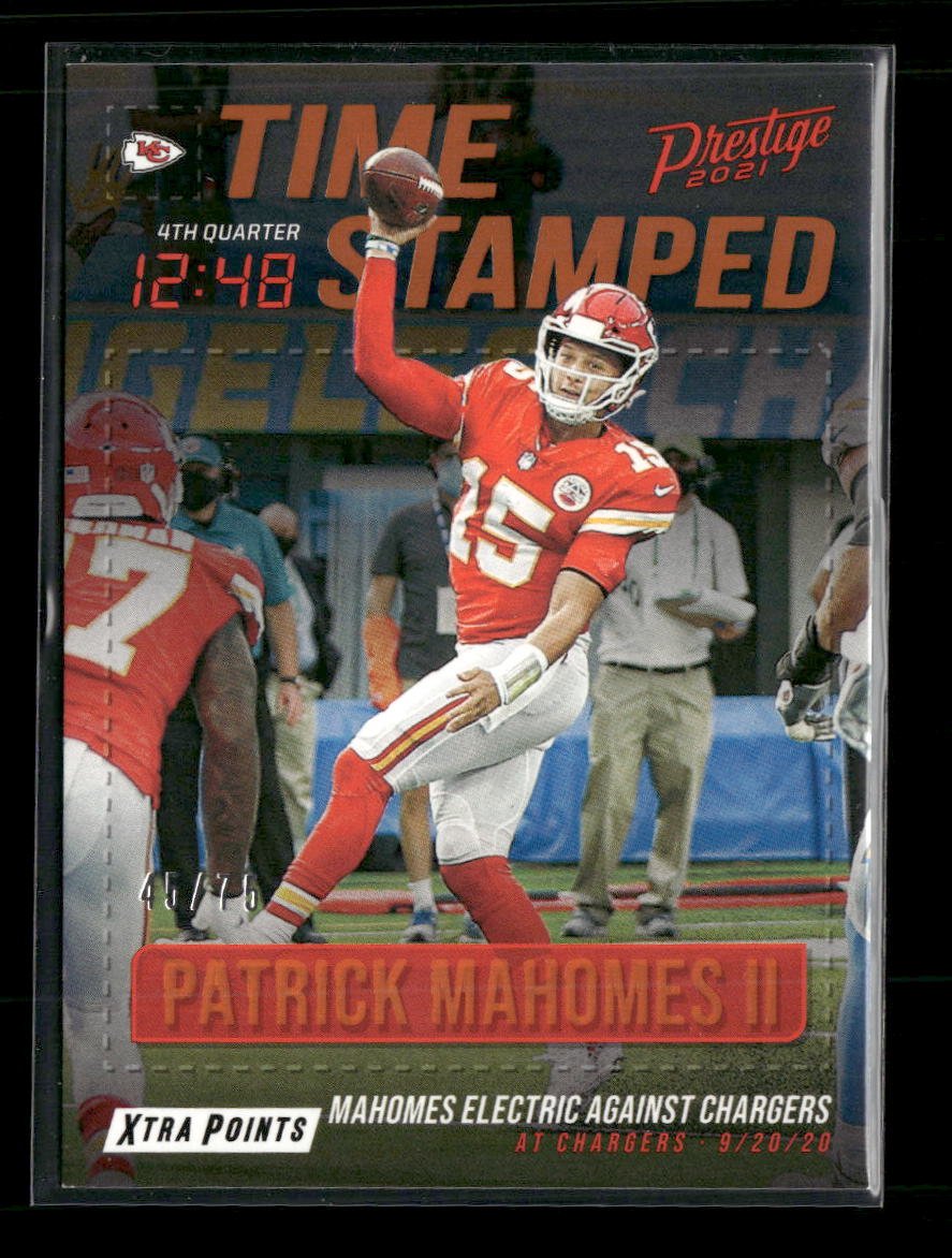 50605979-front Panini Prestige Time Stamped Xtra Points Platinum Patrick Mahomes II #/75 #TS-PM - Image 1