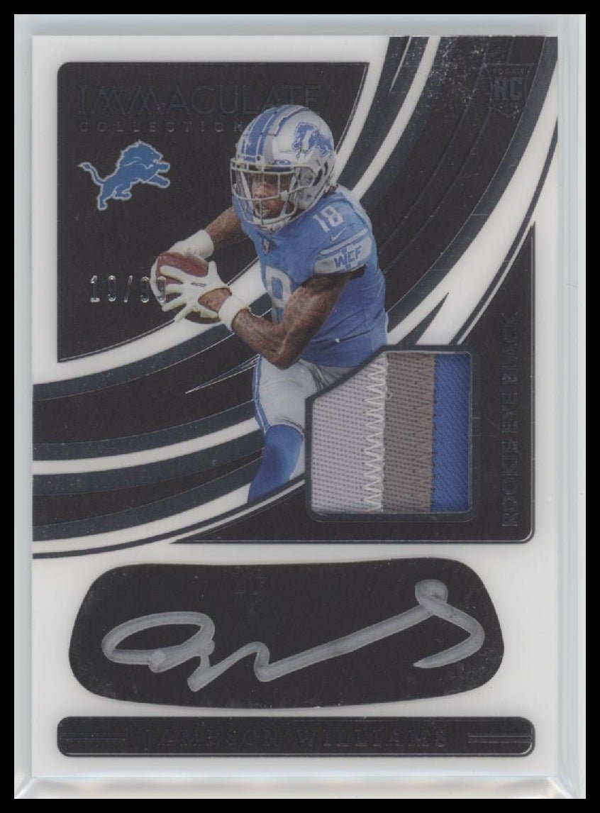 50608196-front 2022 Panini Immaculate Rookie Eye Black Jersey Jameson Williams #/99 #REB-JWI - Image 1
