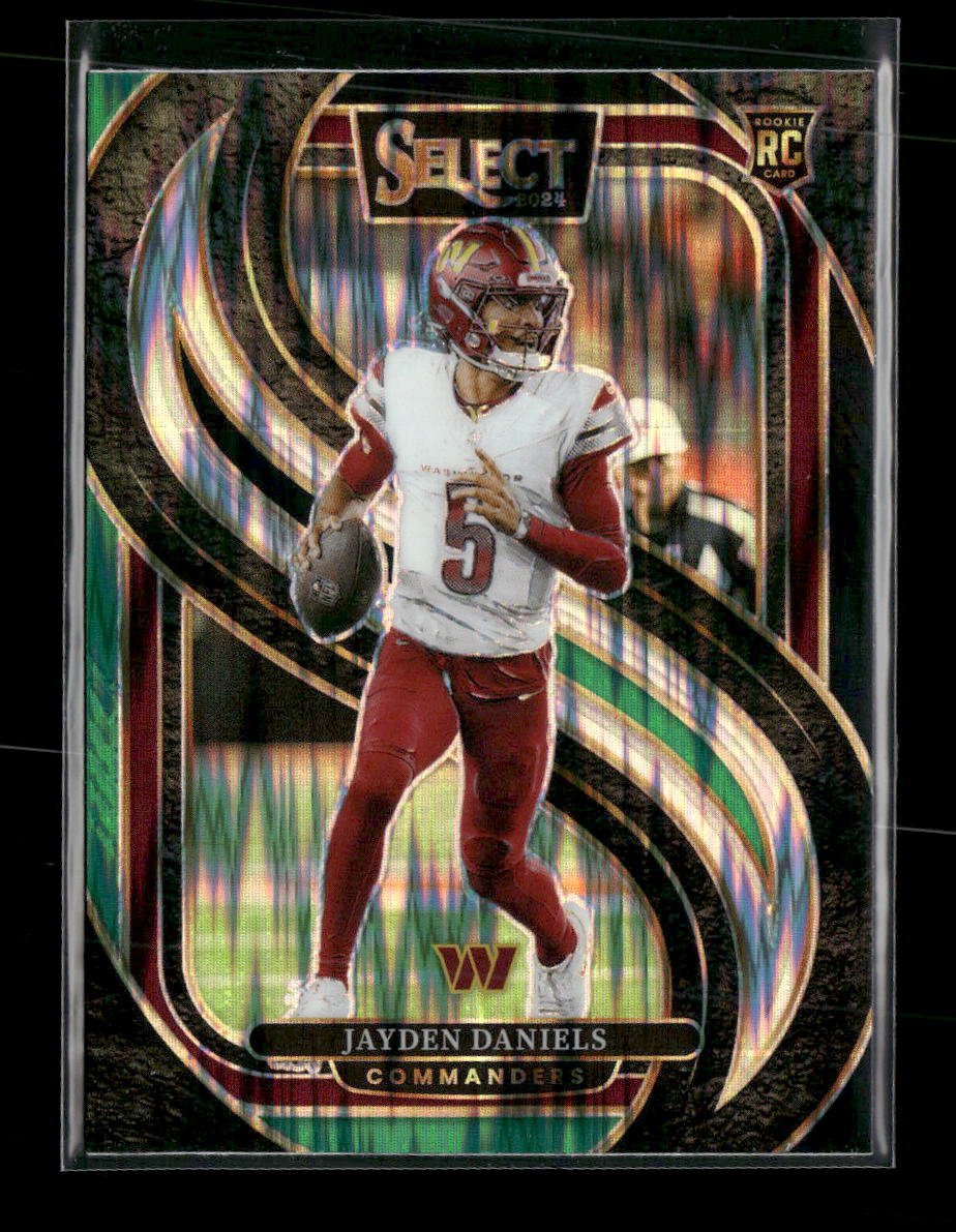 51344862-front 2024 Panini Select Black & Green Prizm Shock Jayden Daniels Rookie #112 - Image 1