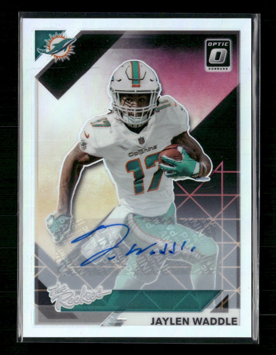 53039399-front 2021 Donruss Optic The Rookies Autographs Jaylen Waddle #/99 Auto #TR-8 - Image 1