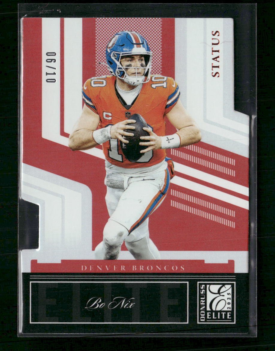 53089433-front 2025 Donruss Elite 2007 Elite Status Die Cuts Bo Nix #/10 #13 - Image 1