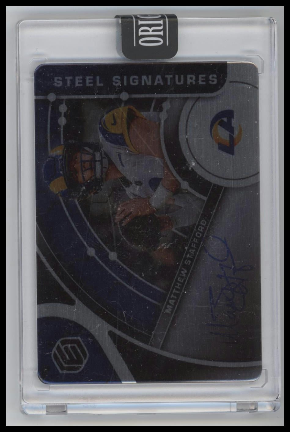 53884918-front 2022 Panini Elements Steel Signatures #/27 Matthew Stafford #SS-MS - Image 1