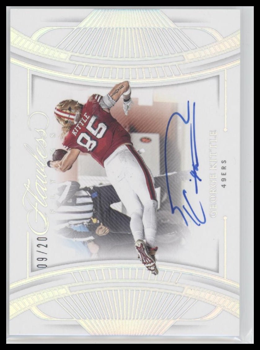 53884926-front 2024 Panini Flawless Flyers Silver Auto #/20 George Kittle #FF-GKE - Image 1